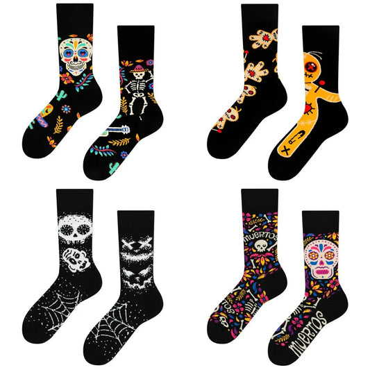 Unisex Funny Skull Cotton Crew Socks A Pair