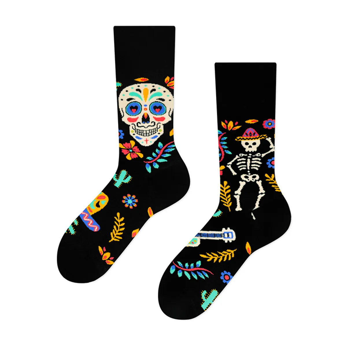 Unisex Funny Skull Cotton Crew Socks A Pair