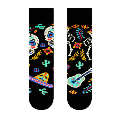 Unisex Funny Skull Cotton Crew Socks A Pair