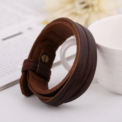 Unisex Geometric Leather  Vintage Wide Leather Cowhide Bracelets &Amp; Bangles Nhpk120779