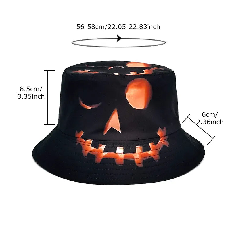 Unisex Gothic Cool Style Halloween Pattern Flat Eaves Bucket Hat