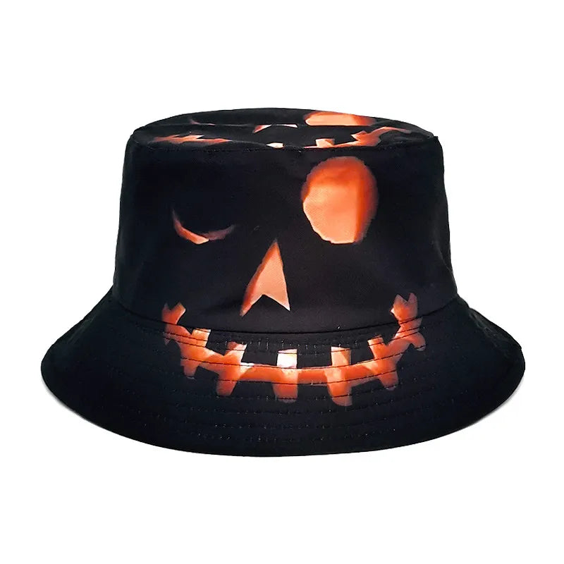 Unisex Gothic Cool Style Halloween Pattern Flat Eaves Bucket Hat