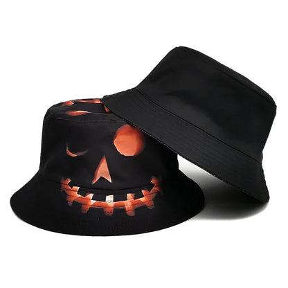 Unisex Gothic Cool Style Halloween Pattern Flat Eaves Bucket Hat