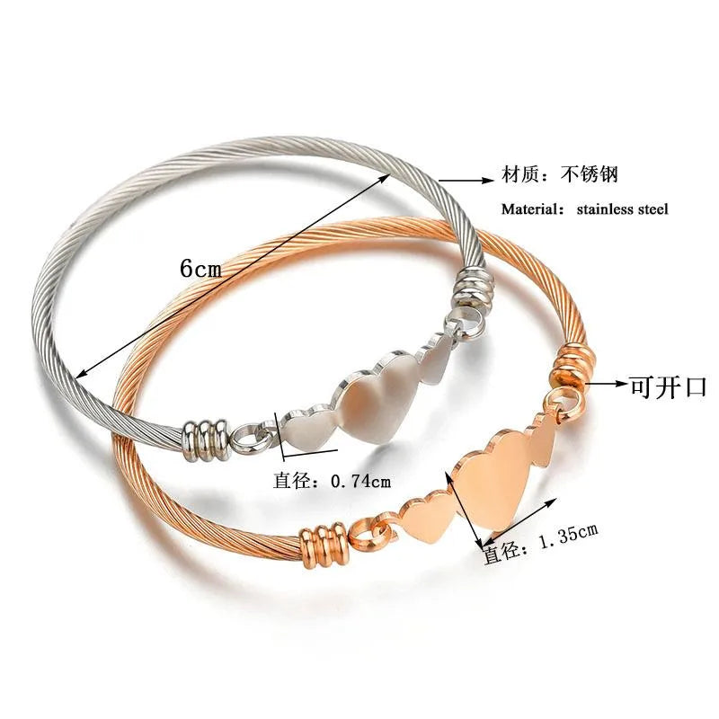 Unisex Heart Shaped Stainless Steel Bracelets &Amp; Bangles Nhhf124856