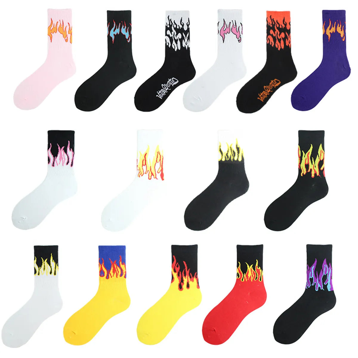 Unisex Hip-Hop Flame Cotton Ankle Socks A Pair