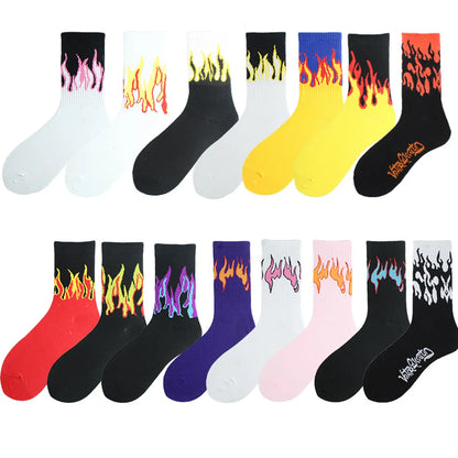 Unisex Hip-Hop Flame Cotton Ankle Socks A Pair