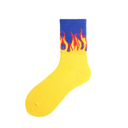 Unisex Hip-Hop Flame Cotton Ankle Socks A Pair