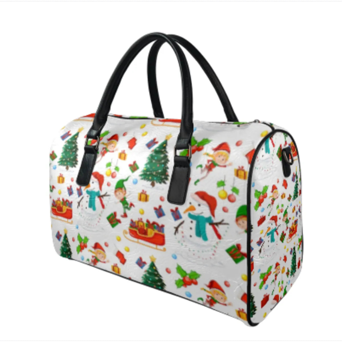 Unisex Medium Pu Leather Floral Elegant Streetwear Square Zipper Travel Bag