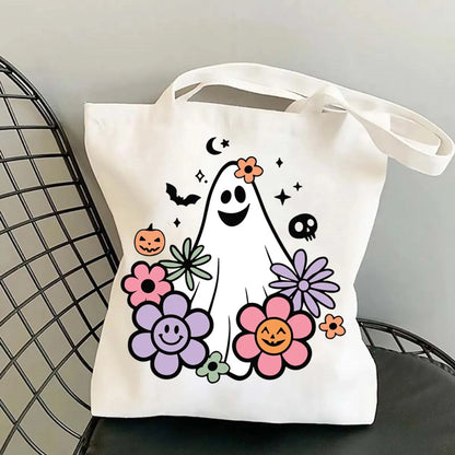 Unisex Polyester Cotton Animal Pumpkin Letter Classic Style Square Open Canvas Bag