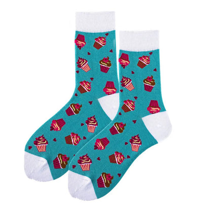 Unisex Preppy Style Color Block Fruit Cotton Crew Socks A Pair