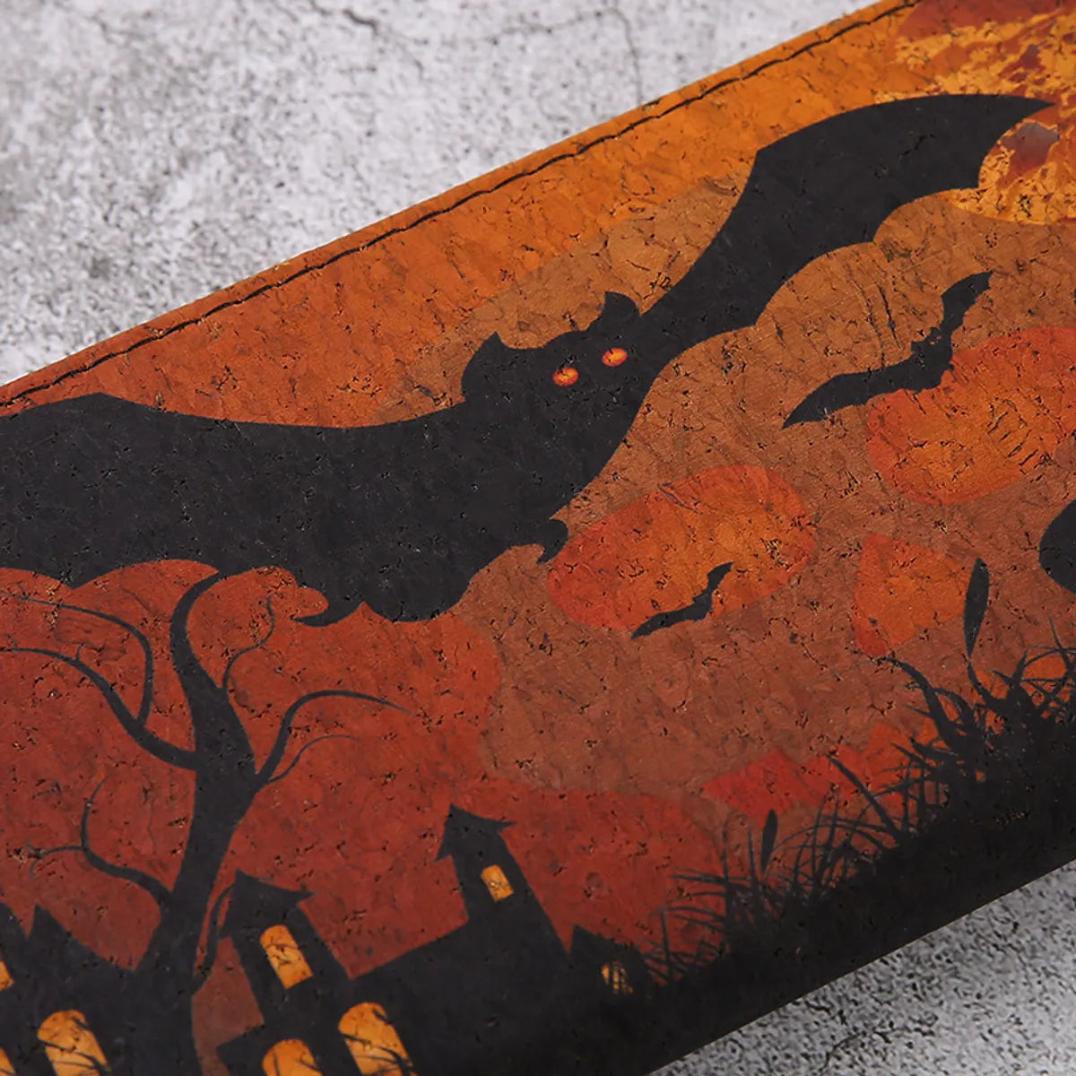 Unisex Pumpkin Bat Pu Leather Side Zipper Wallets