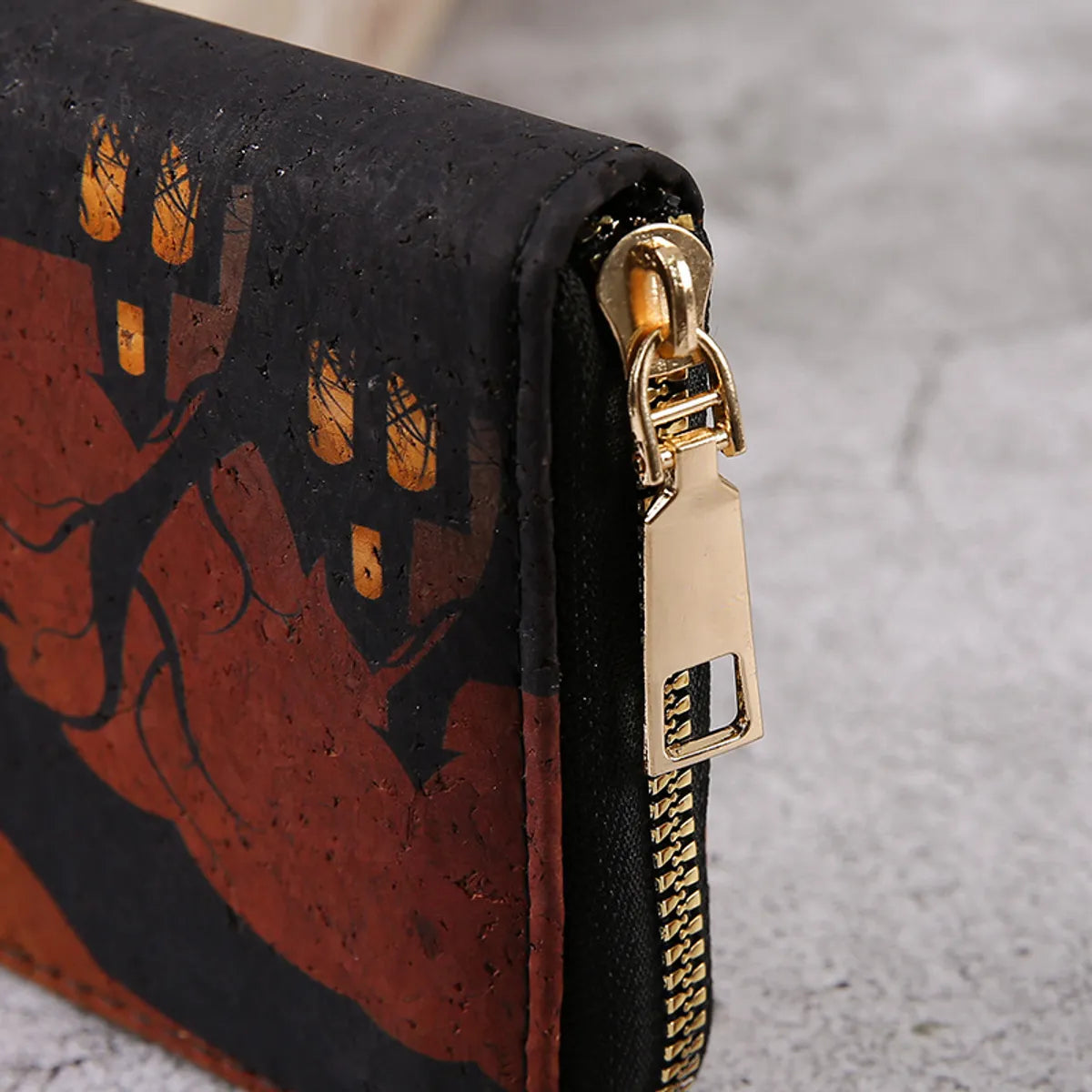 Unisex Pumpkin Bat Pu Leather Side Zipper Wallets