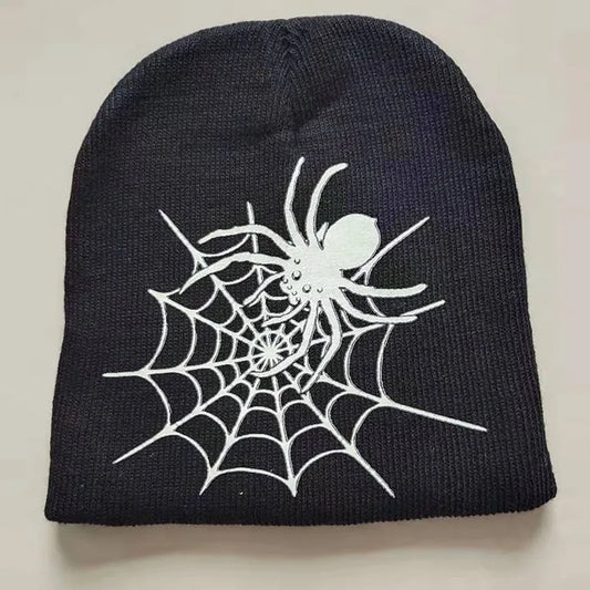 Unisex Retro Funny Hand Spider Web Skull Wool Cap