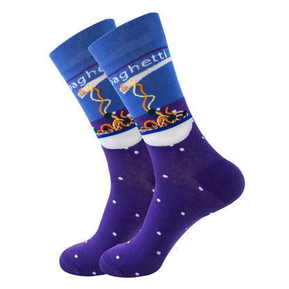 Unisex Retro Geometric Letter Astronaut Cotton Crew Socks A Pair