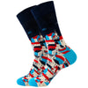 Unisex Retro Geometric Letter Astronaut Cotton Crew Socks A Pair