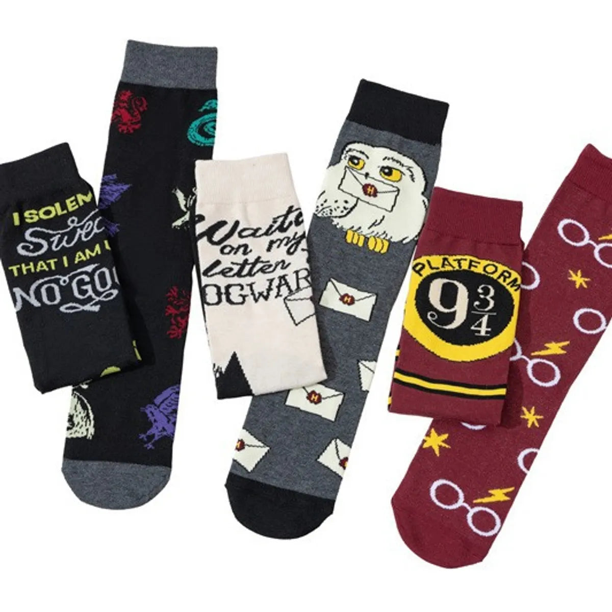 Unisex Retro Letter Number Cotton Crew Socks A Pair