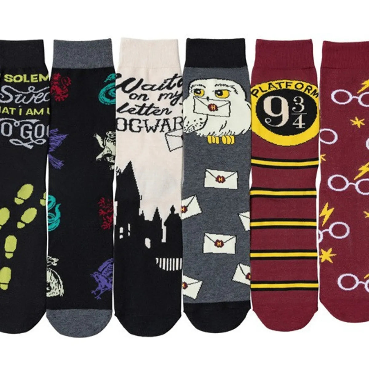 Unisex Retro Letter Number Cotton Crew Socks A Pair