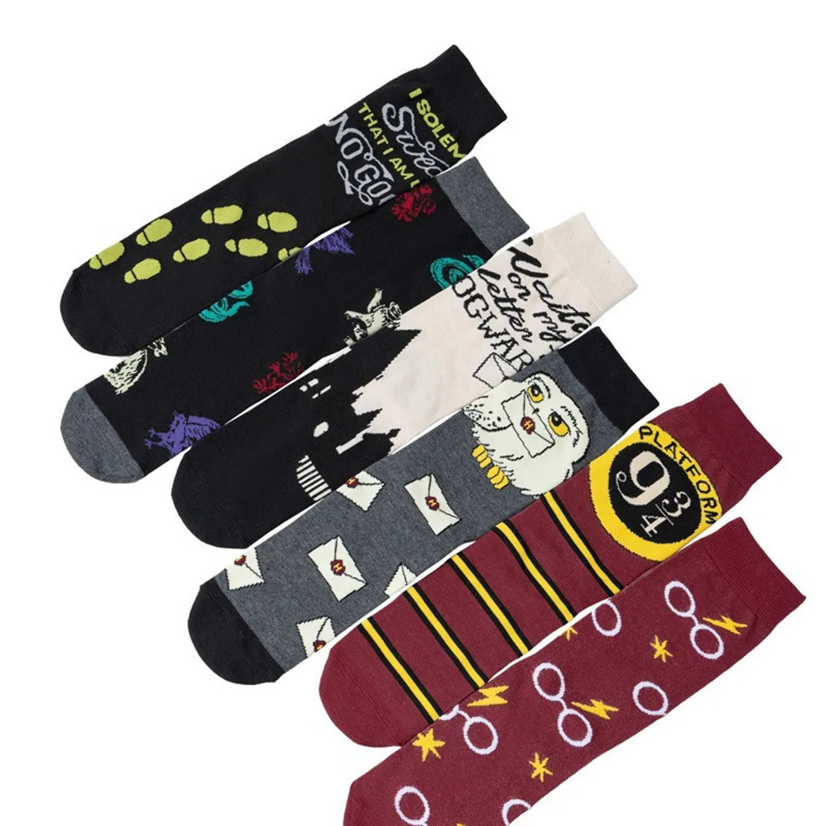 Unisex Retro Letter Number Cotton Crew Socks A Pair