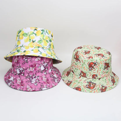 Unisex Retro Printing Flower Skull Printing Big Eaves Bucket Hat