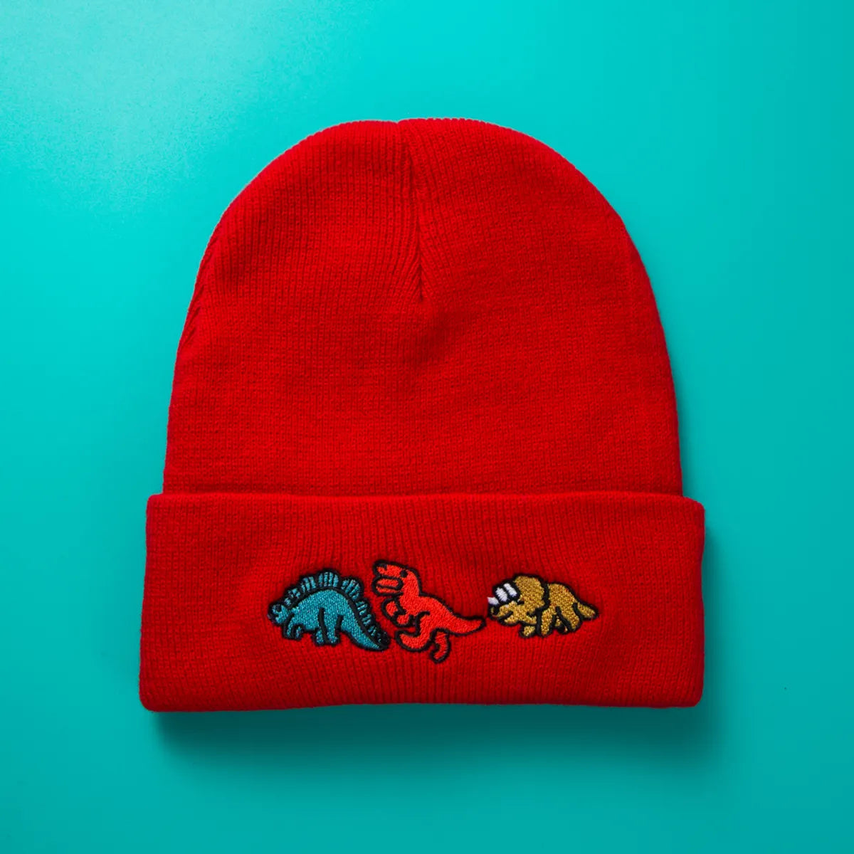 Unisex Simple Style Dinosaur Embroidery Eaveless Wool Cap