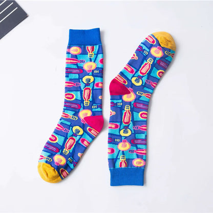 Unisex Simple Style Multicolor Cotton Crew Socks A Pair