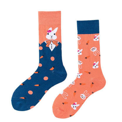 Unisex Simple Style Rabbit Skull Cotton Crew Socks A Pair