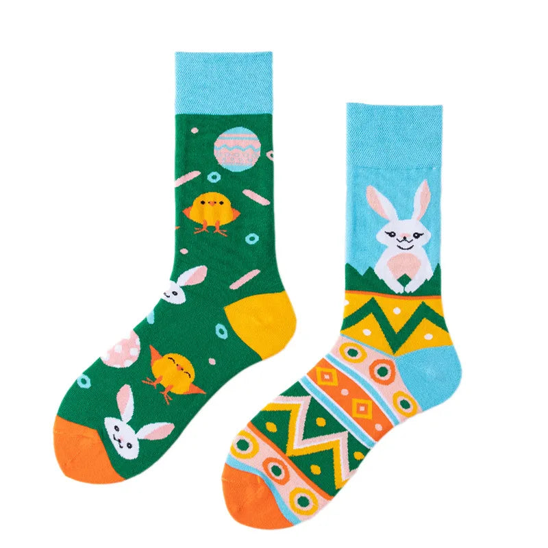 Unisex Simple Style Rabbit Skull Cotton Crew Socks A Pair