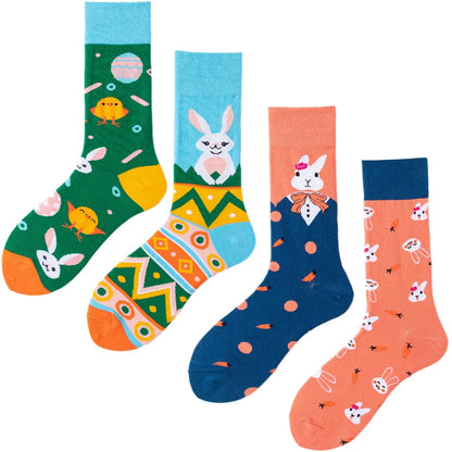 Unisex Simple Style Rabbit Skull Cotton Crew Socks A Pair