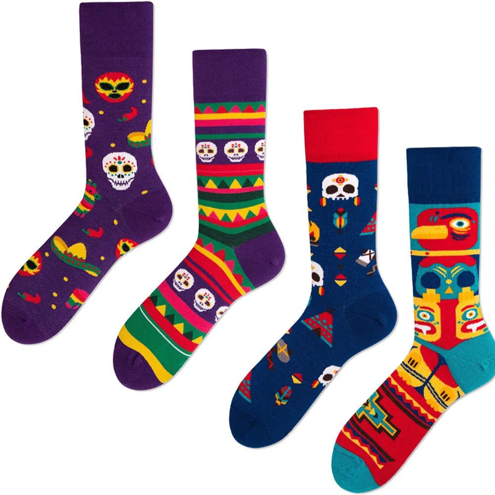 Unisex Simple Style Rabbit Skull Cotton Crew Socks A Pair