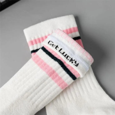 Unisex Sports Stripe Cotton Crew Socks A Pair