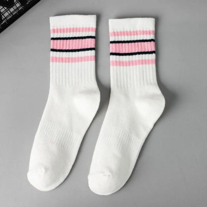 Unisex Sports Stripe Cotton Crew Socks A Pair