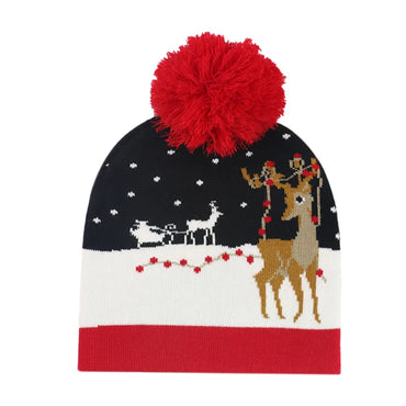 Unisex Vintage Style Santa Claus Snowflake Deer Crimping Wool Cap