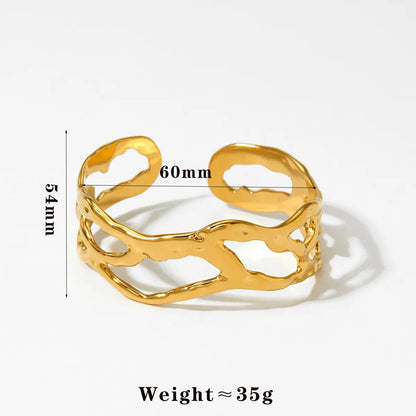 Vacation Artistic Solid Color 304 Stainless Steel 16K Gold Plated White Gold Plated Gold Plated Bangle In Bulk