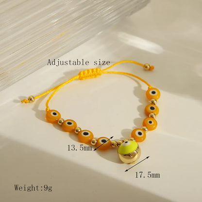 Vacation Beach Commute Devil'S Eye 18K Gold Plated Natural Pearl Polyester Copper Wholesale Drawstring Bracelets