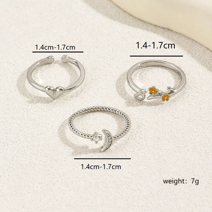 Vacation Beach Korean Style Moon Heart Shape Flower Copper Plating Inlay Zircon White Gold Plated Women'S Toe Rings