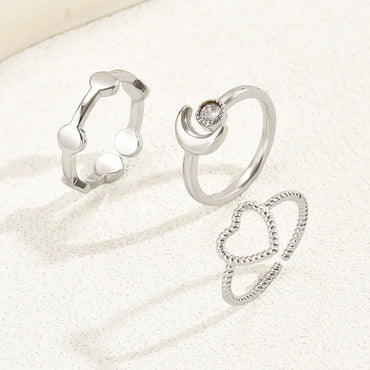 Vacation Beach Korean Style Moon Heart Shape Flower Copper Plating Inlay Zircon White Gold Plated Women'S Toe Rings