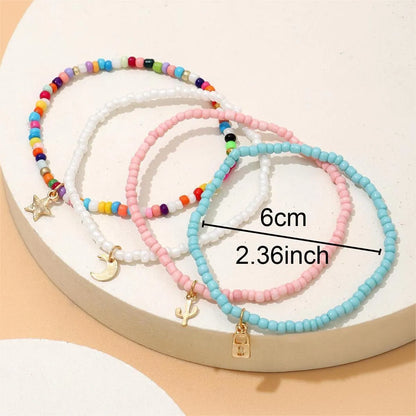 Vacation Beach Pastoral Star Moon Lock Synthetic Resin Alloy Wholesale Anklet