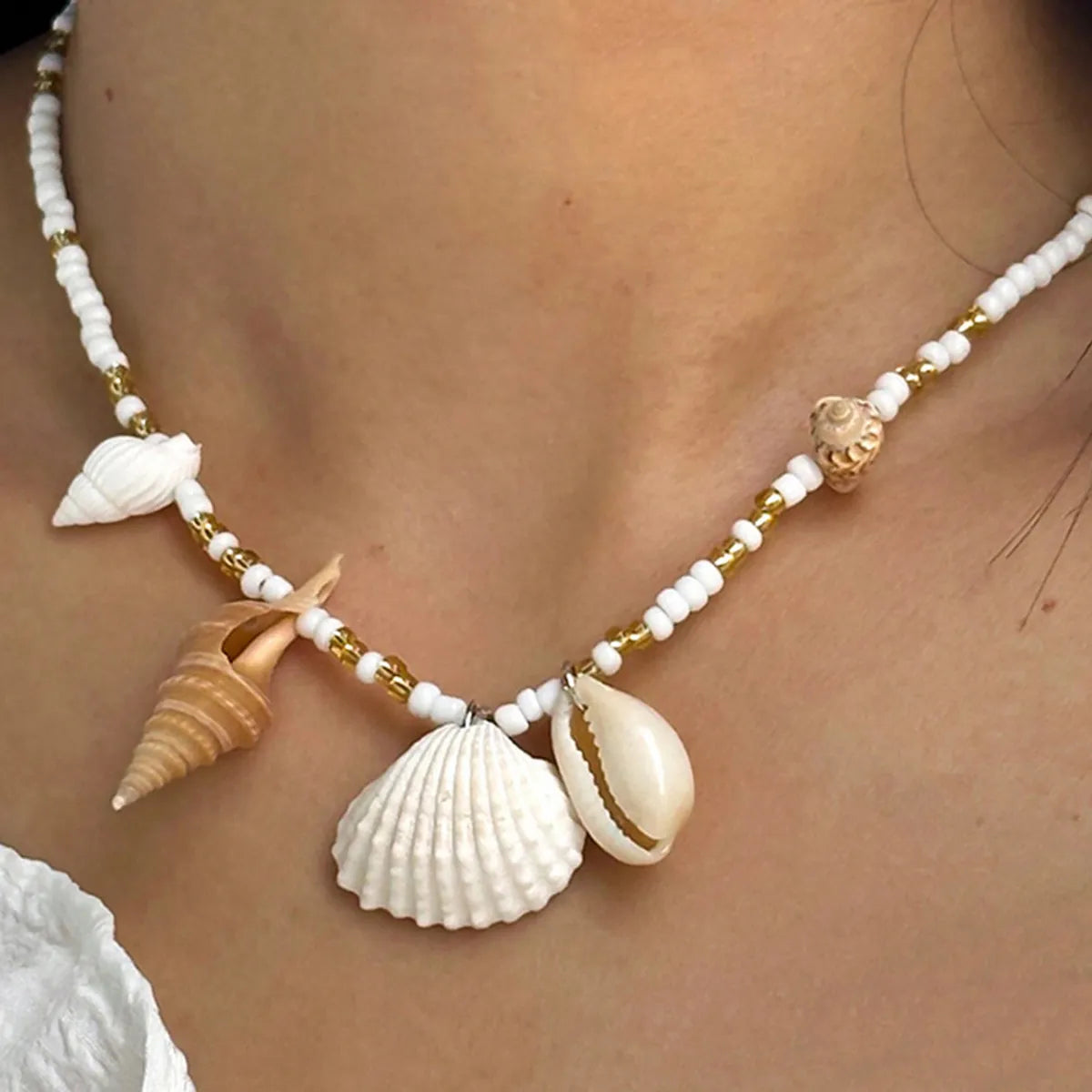 Vacation Beach Shell Polyester Shell Wholesale Necklace