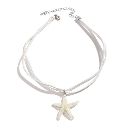 Vacation Beach Simple Style Starfish Resin Korean Velvet Women'S Pendant Necklace