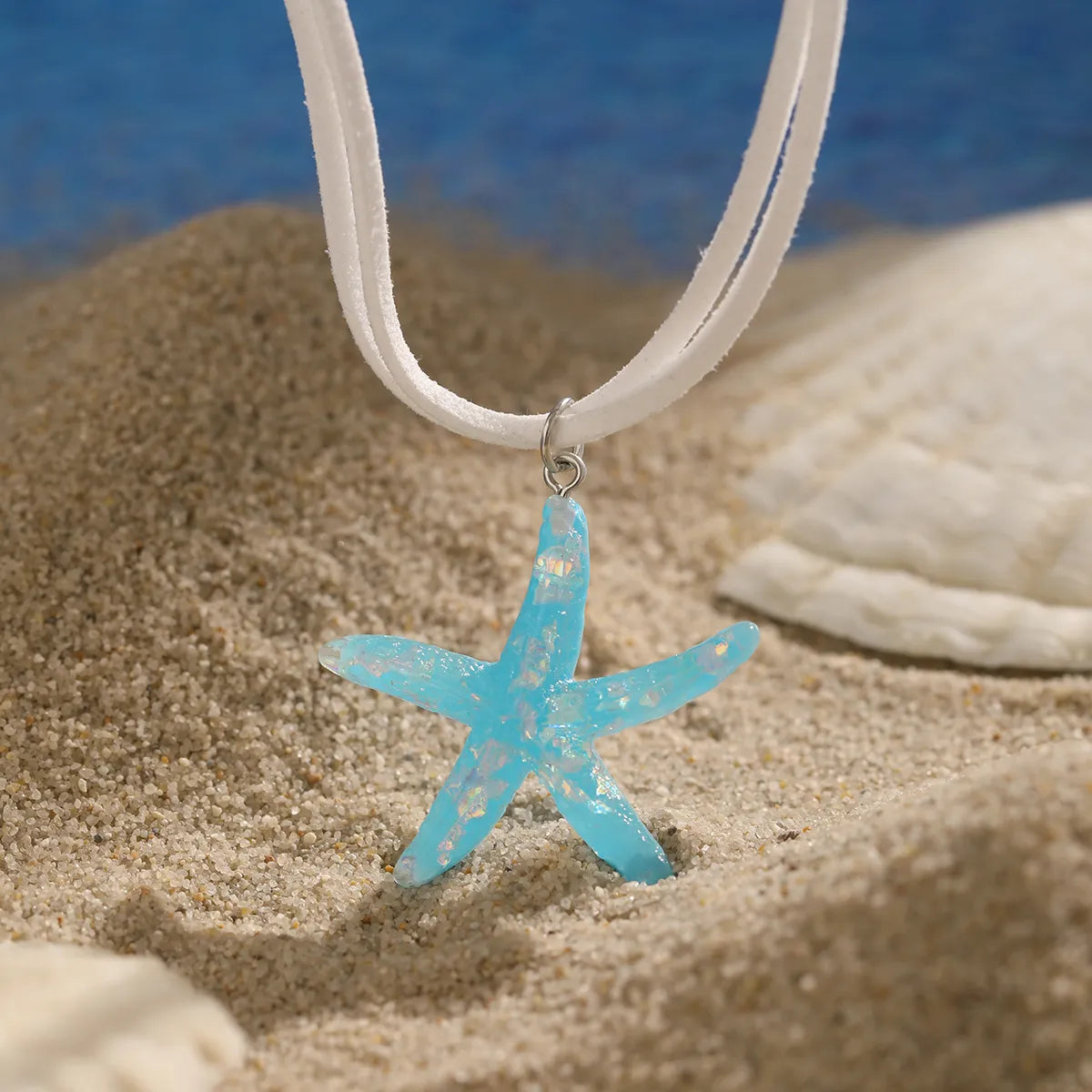 Vacation Beach Simple Style Starfish Resin Korean Velvet Women'S Pendant Necklace