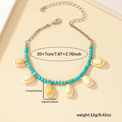 Vacation Bohemian Beach Shell Synthetic Resin Shell Beaded Women'S Anklet