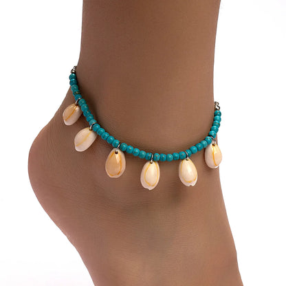 Vacation Bohemian Beach Shell Synthetic Resin Shell Beaded Women'S Anklet