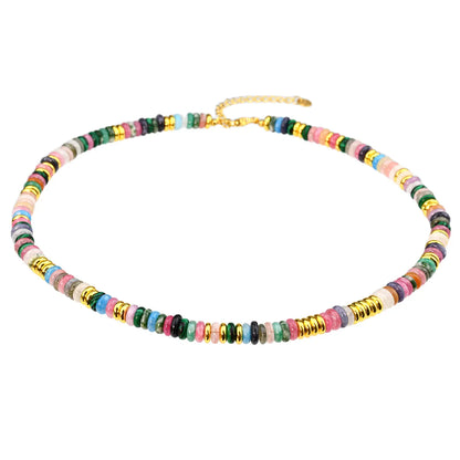 Vacation Bohemian Color Block 316 Stainless Steel  Natural Stone Necklace In Bulk