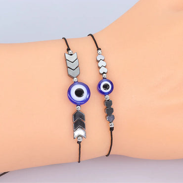 Vacation Bohemian Devil'S Eye Palm Alloy Resin Shell Beaded Inlay Rhinestones Women'S Bracelets