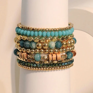 Vacation Bohemian Geometric CCB Resin Glass Wholesale Bracelets