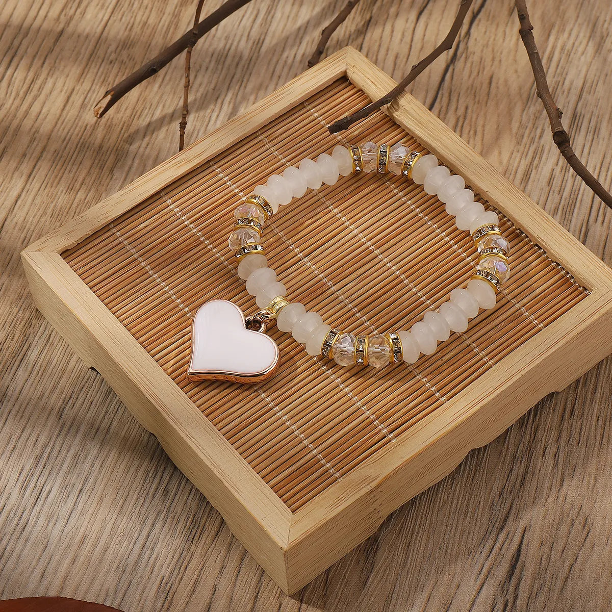 Vacation Bohemian Heart Shape Artificial Crystal Beaded Women's Bracelets