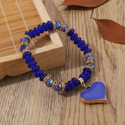 Vacation Bohemian Heart Shape Artificial Crystal Beaded Women's Bracelets