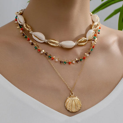 Vacation Bohemian Marine Style Geometric Scallop Shell Alloy Wholesale Pendant Necklace Necklace