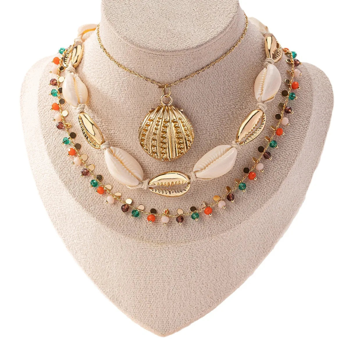 Vacation Bohemian Marine Style Geometric Scallop Shell Alloy Wholesale Pendant Necklace Necklace