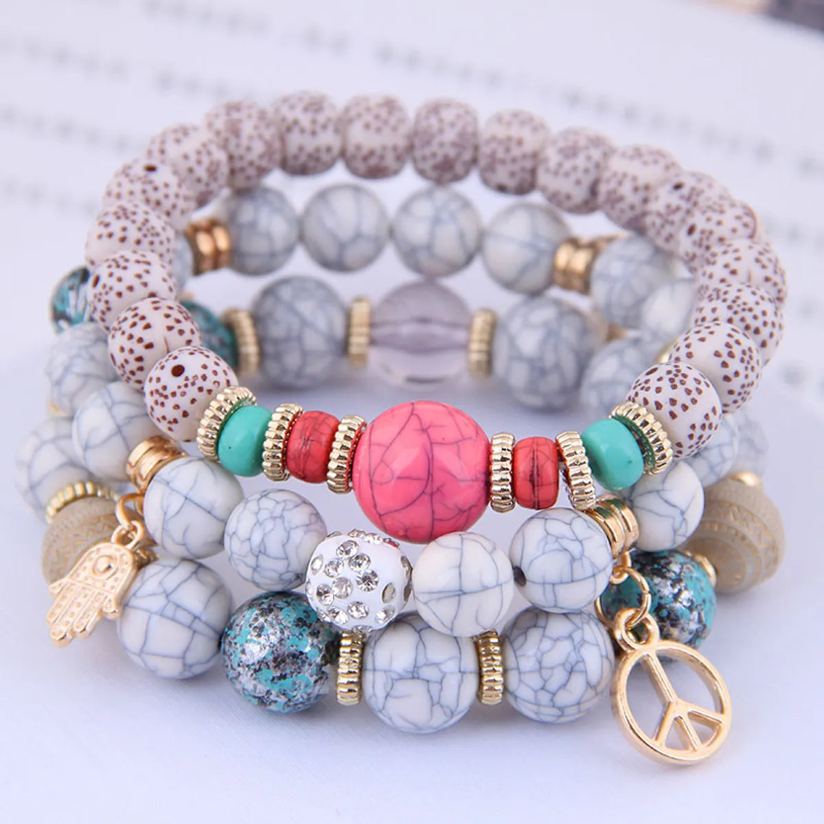 Vacation Circle  Synthetic Resin Beaded Bracelets 1 Set